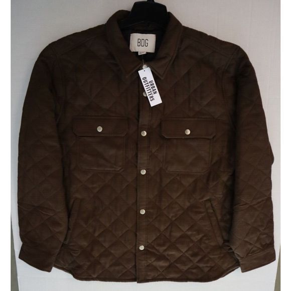 BDG Urban Outfitters OB1340933 Men's Sz XL Brown Quilted Lined Shirt Jacket - Picture 11 of 16